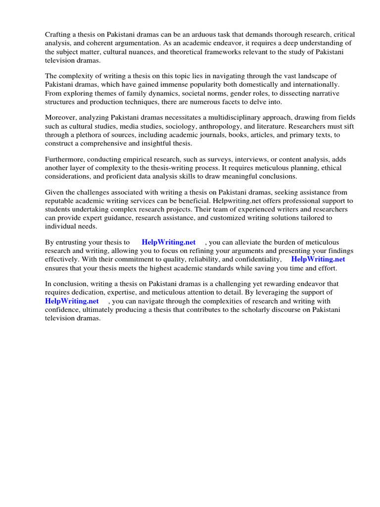 Thesis On Pakistani Dramas Pdf Analysis