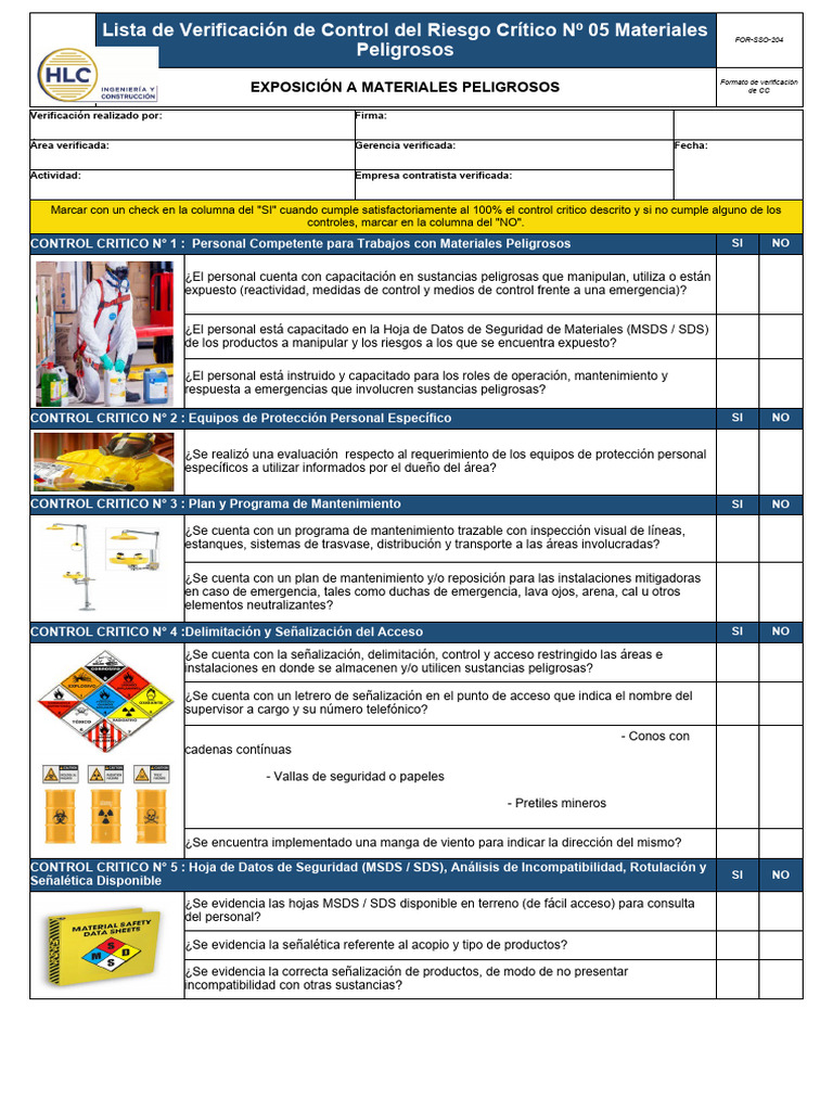 Check List Verif CC Materiales peligrosos | PDF | Informática