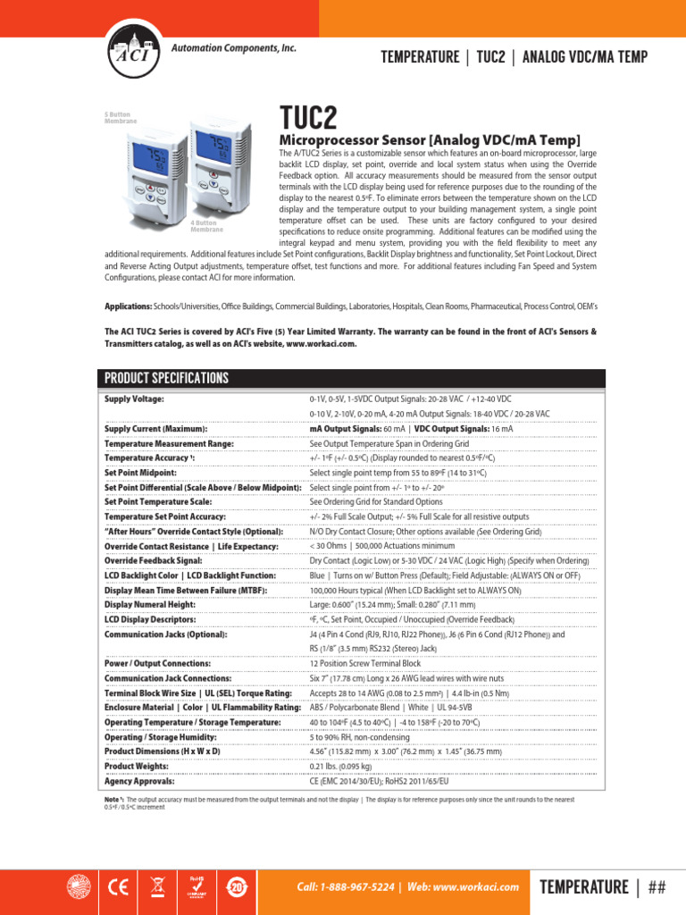 TUC2 (Analog Temp) | PDF | Sensor | Temperature