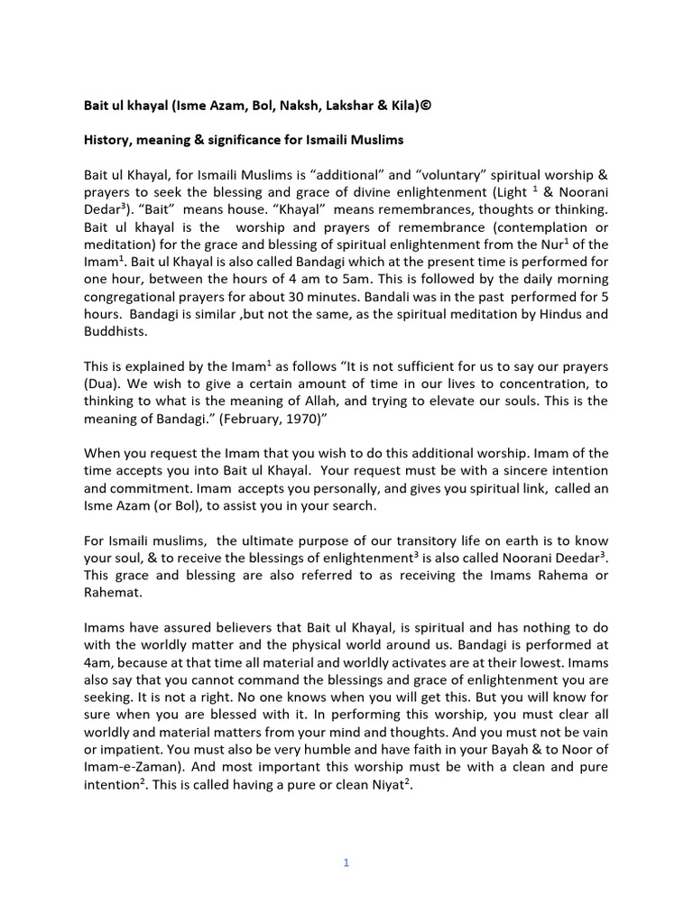 Bait Ul-Khayal Significance | PDF | Isma'ilism | Sufism
