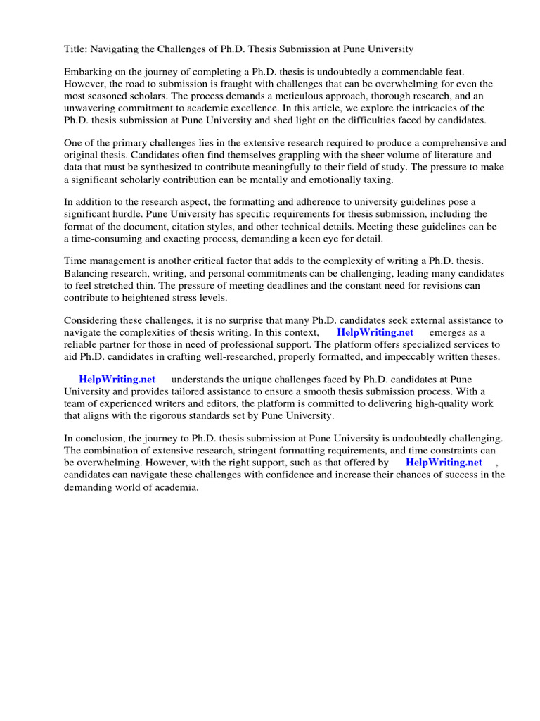 Phd Thesis Submission Form Pune University Pdf Thesis Doctor Of