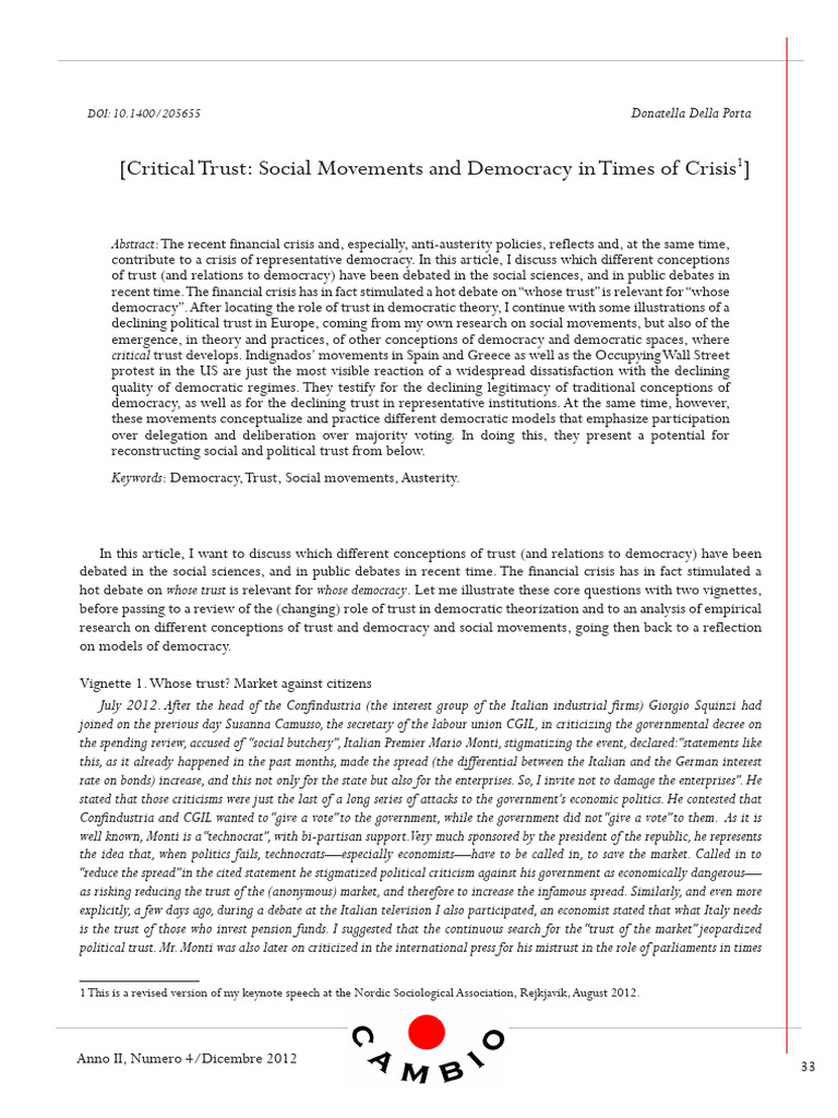 Social Movements in Crisis Times 039595c7a1c178 | PDF | Democracy ...
