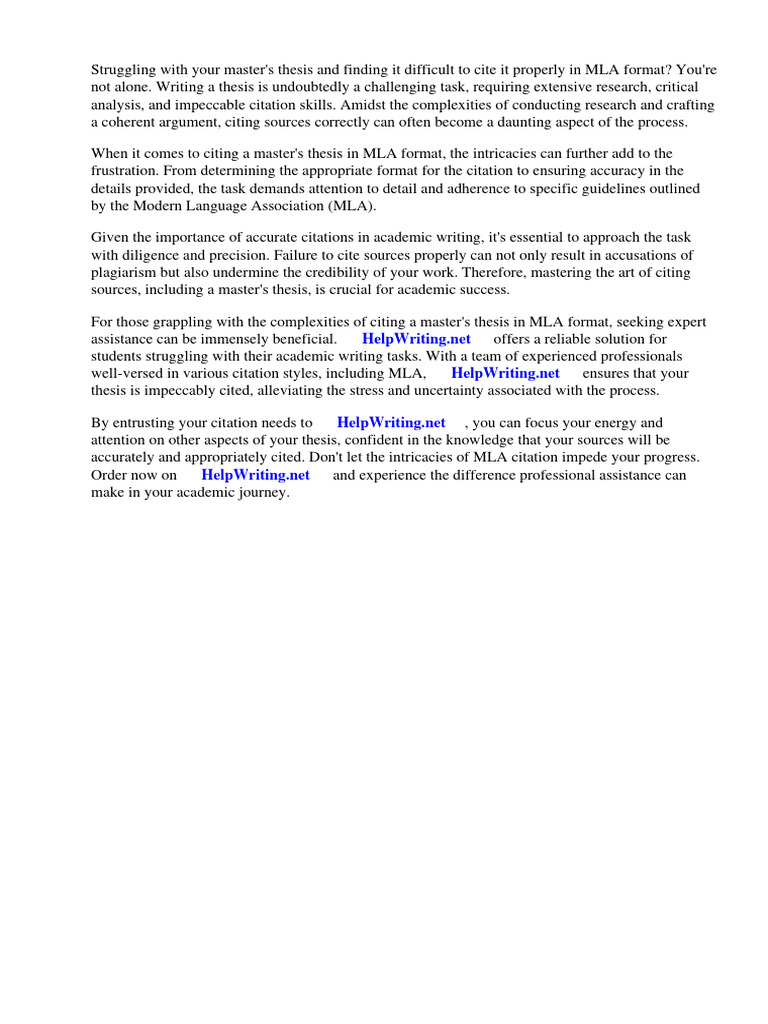 Citing A Masters Thesis Mla Download Free PDF Citation Apa Style