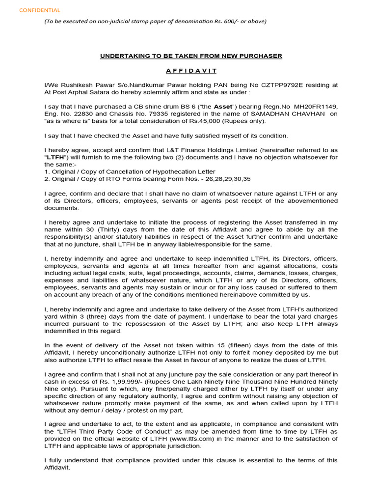 NEW FORMAT UNDERTAKING - Undertaking-Single-Buyer 04012023 | PDF ...