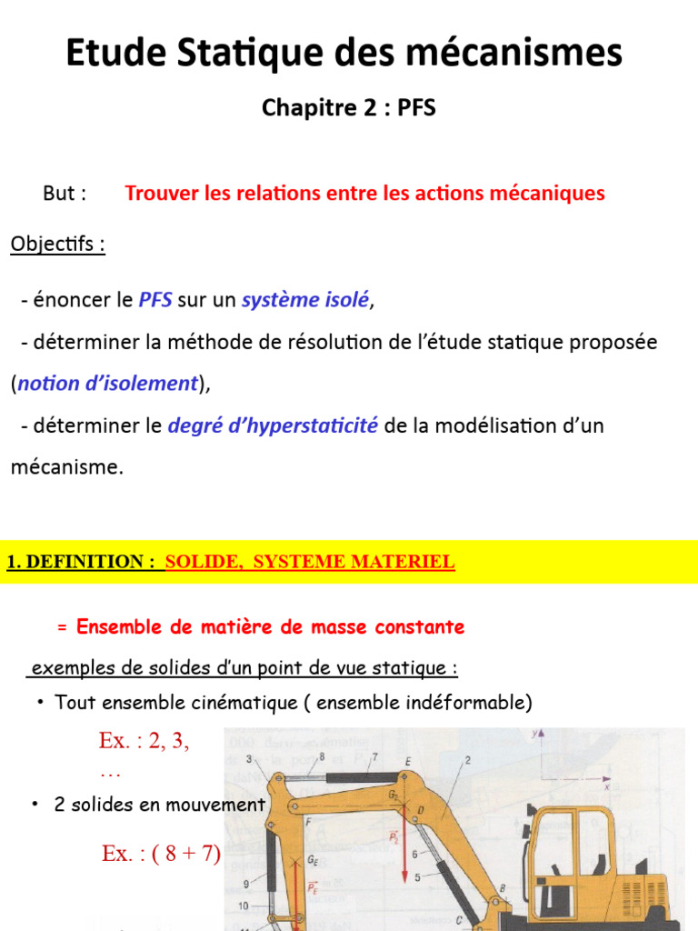Étude Statique des Mécanismes | PDF | Physique appliquée et ...