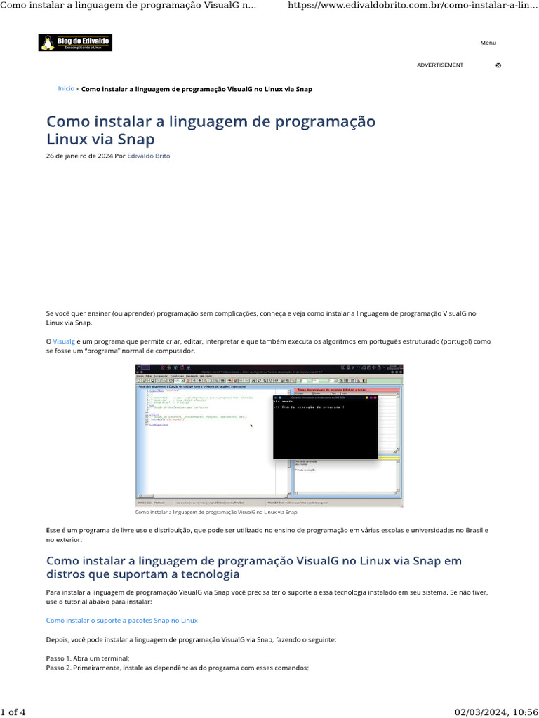Como instalar a linguagem de programação VisualG no Linux via Snap ...