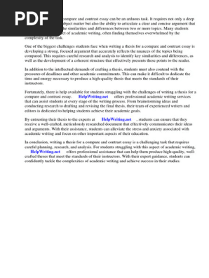 Thesis Examples for Compare and Contrast Essay