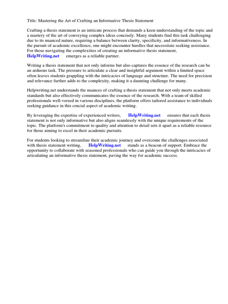 Example Of Informative Thesis Statement
