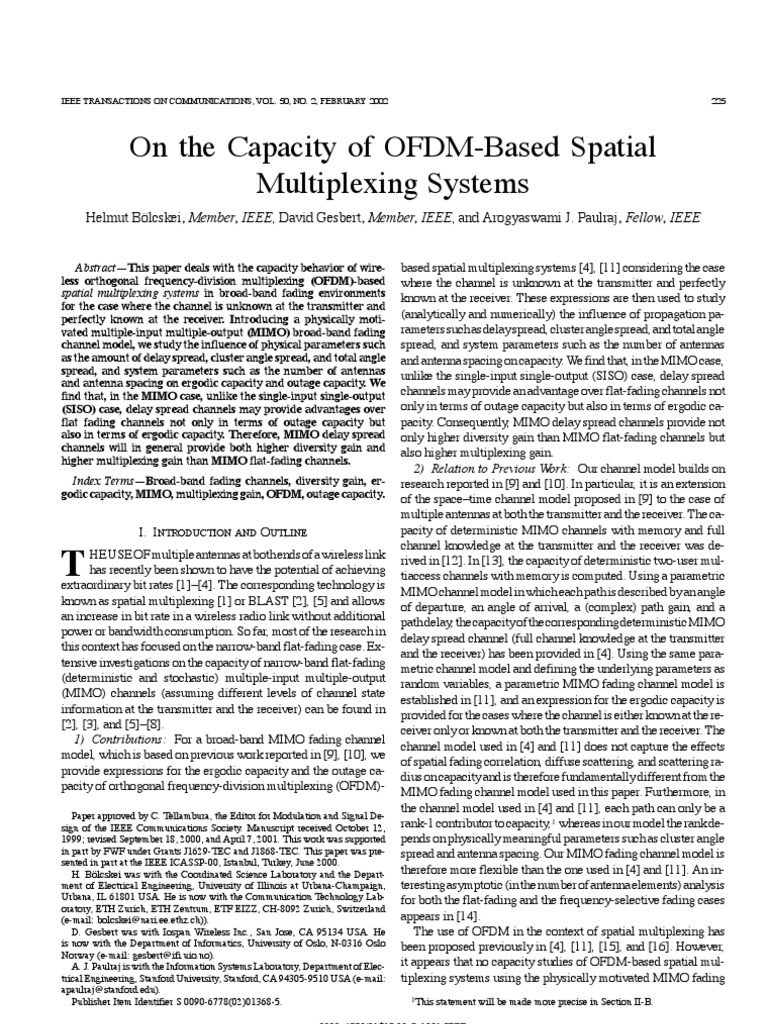 On The Capacity of OFDM-Based Spatial Multiplexing Systems | PDF | Mimo ...