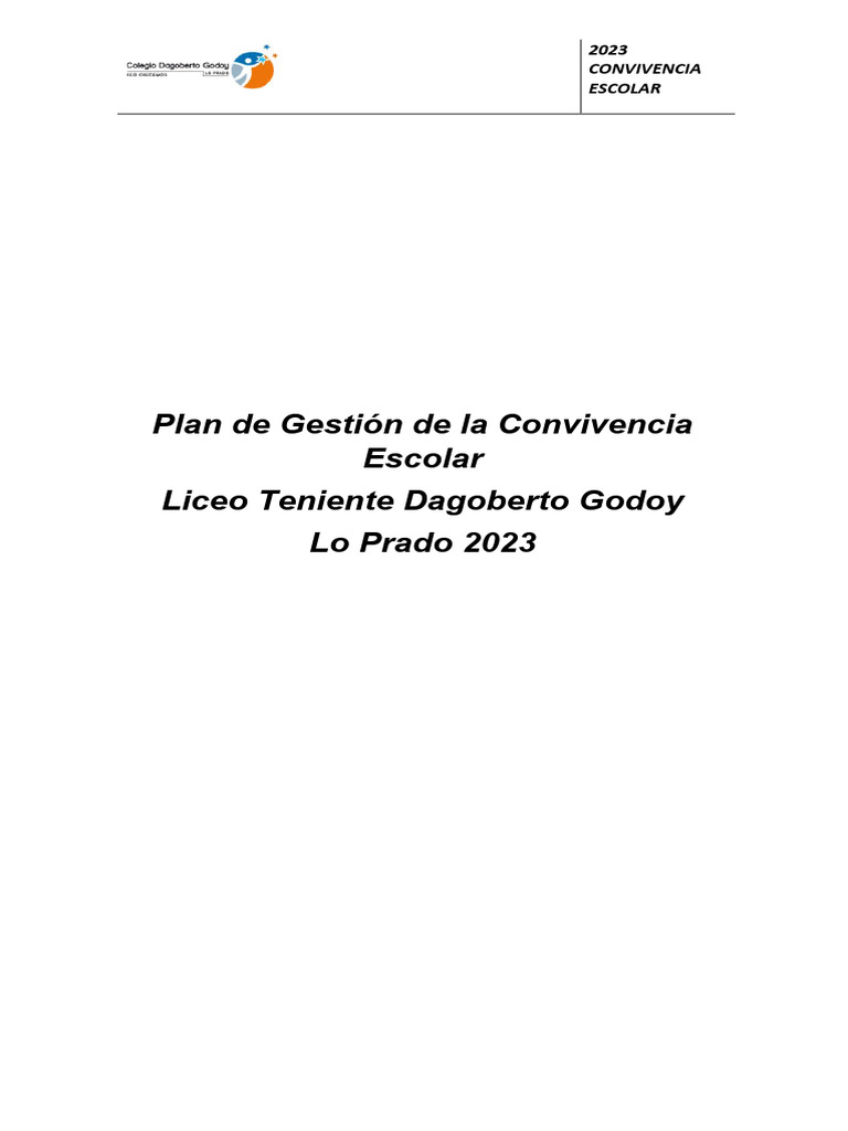 Plan de Gestión de Convivencia Escolar 2023 | PDF | Trabajo Social ...