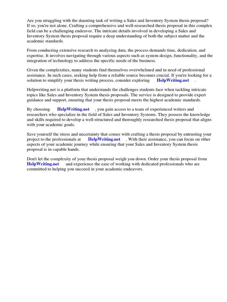 Sales And Inventory System Thesis Proposal Download Free Pdf Point