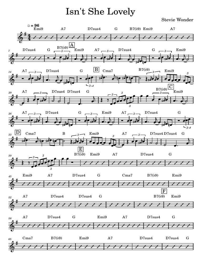 Isnt she lovely stevie wonder isnt she lovely paul tobey piano pdf