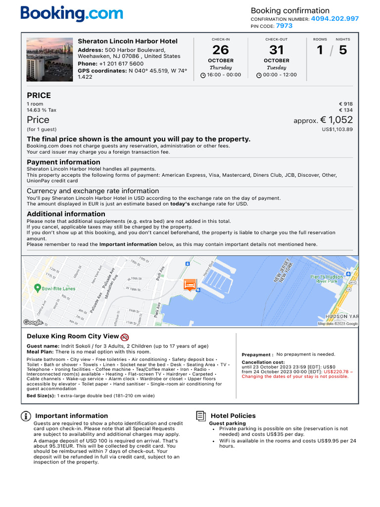 Booking Sheraton New York | PDF | Payments | Service Industries