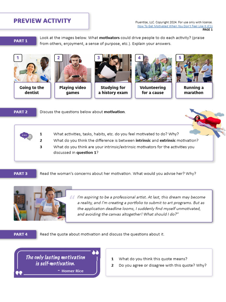 Howtogetmotivatedwhenyoudontfeellikeit Lessonplan | PDF | Motivation ...