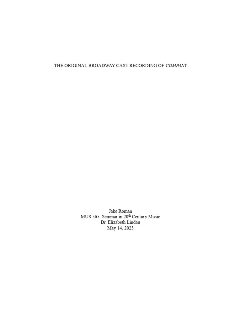 Original Broadway Cast of Company | PDF | Lp Record | Musical Theatre