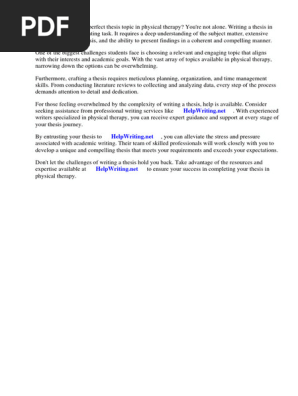 Thesis Topics in Physical Therapy