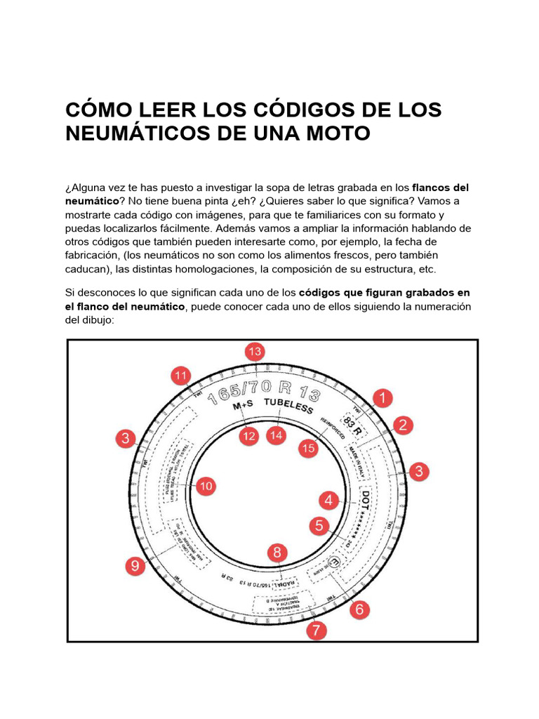 Cómo Leer Códigos de Neumáticos de Moto | PDF | Neumático | Industria ...