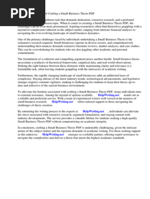 Small Business Thesis PDF