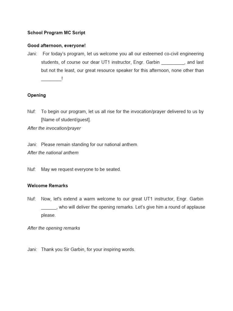 Thesis Seminar MC Script Guide | PDF | Human Communication | Learning