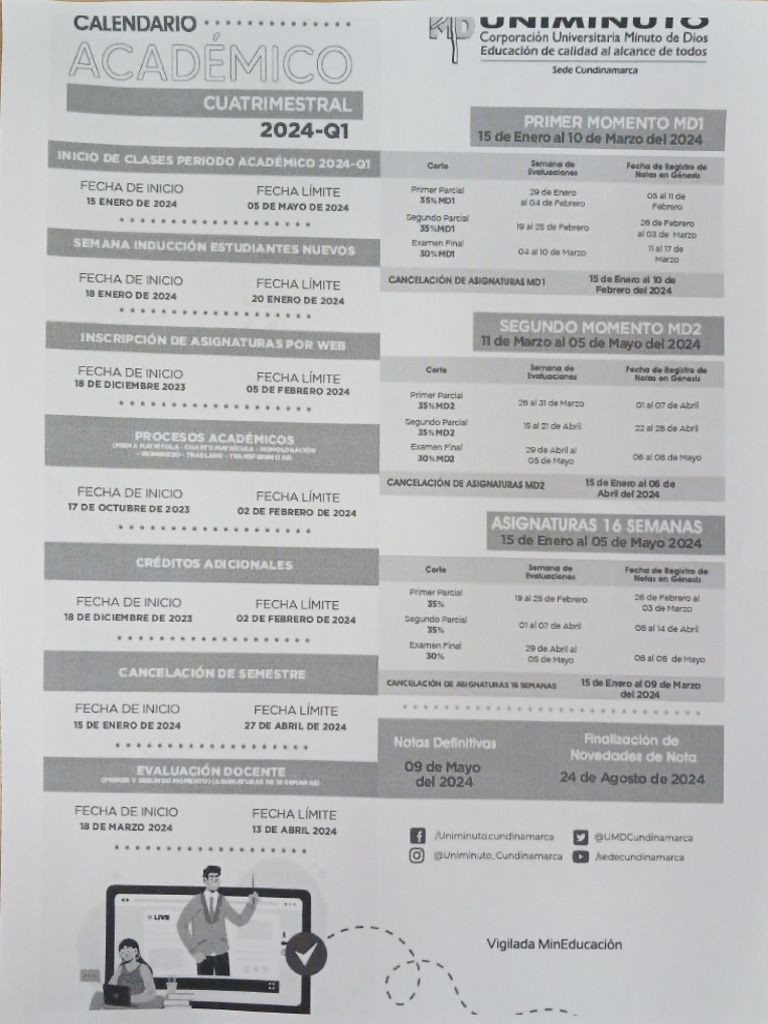 Calendario Académico 1 2024 | PDF