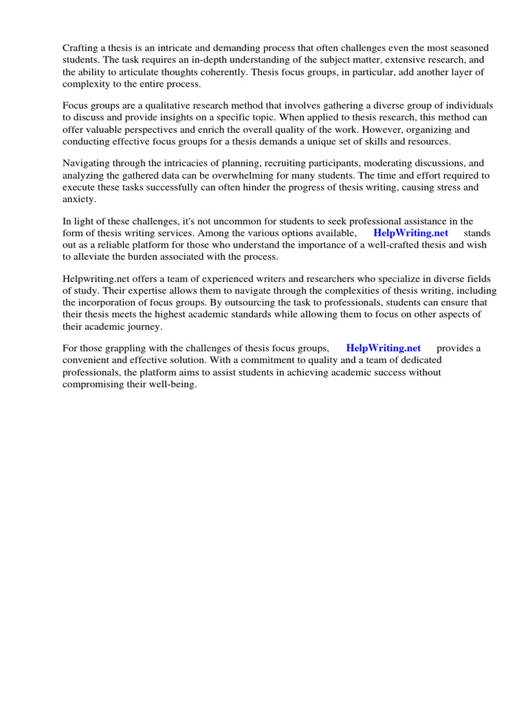 Thesis Focus Groups Pdf Focus Group Qualitative Research