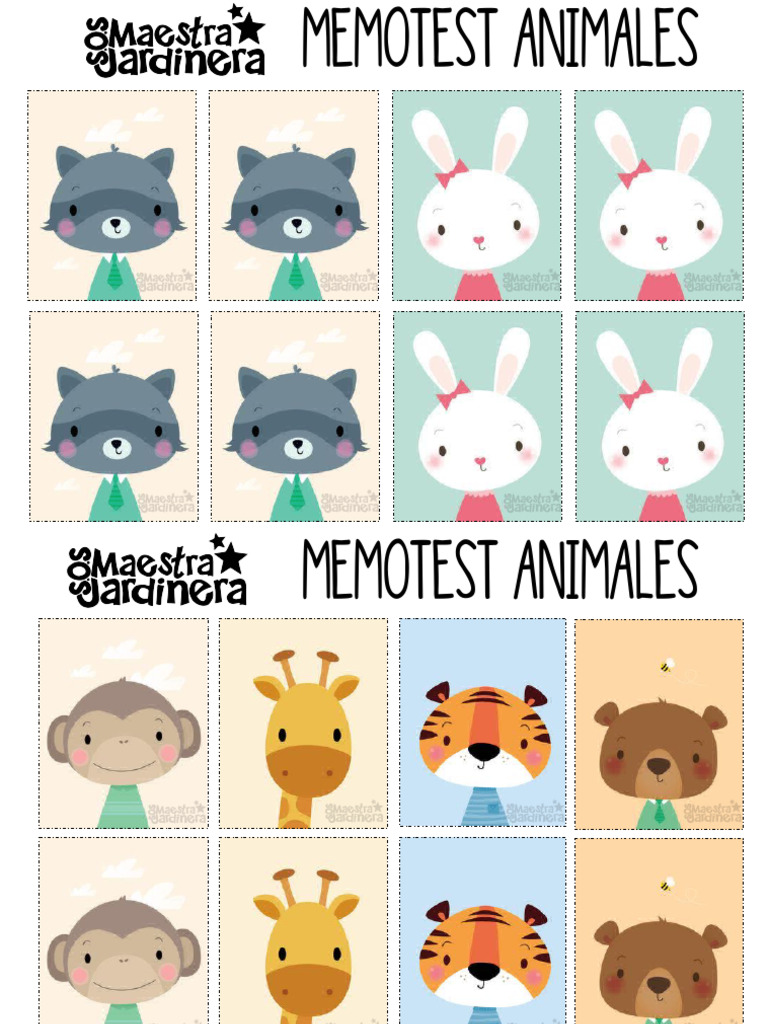 Memotest de Animales para Imprimir | PDF
