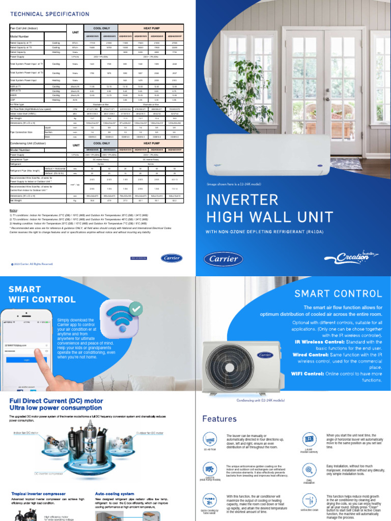 Carrier Inverter AC Specifications 2023 | PDF | Air Conditioning ...