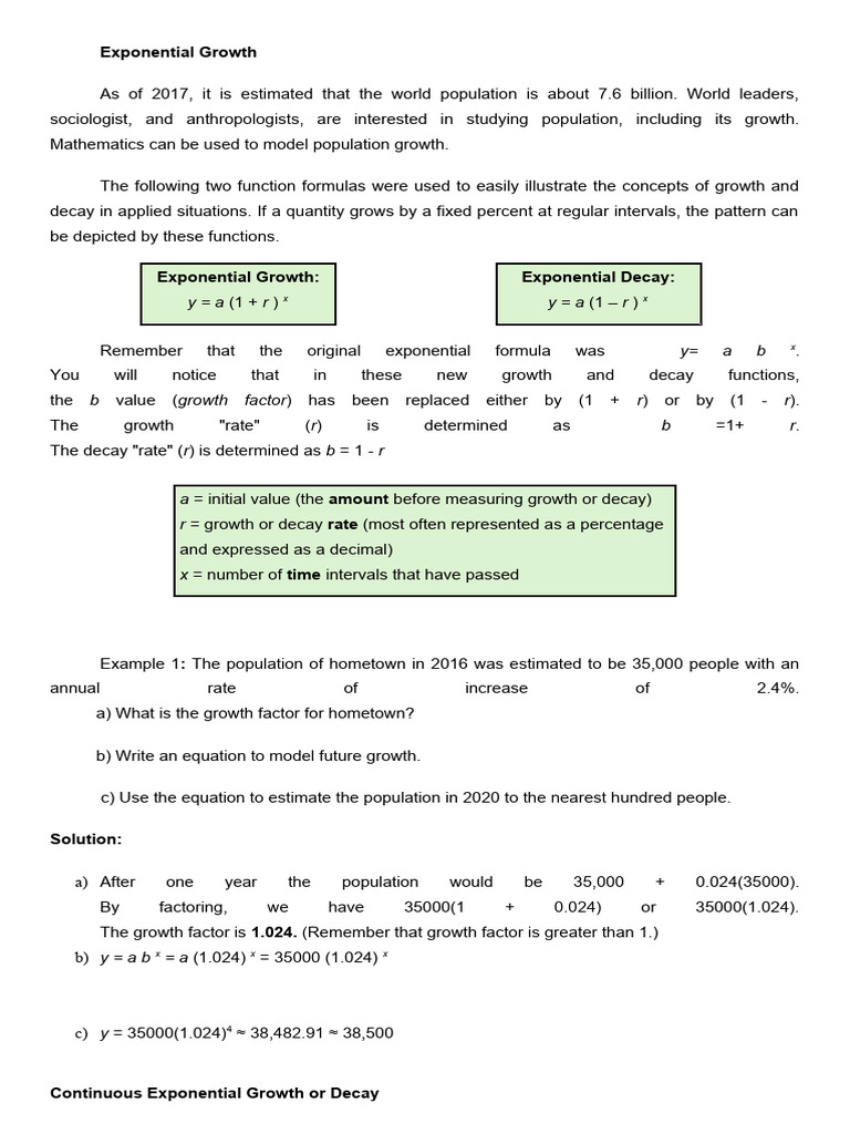 Lesson 1 Exponential Growth | PDF | Mathematics | Applied Mathematics