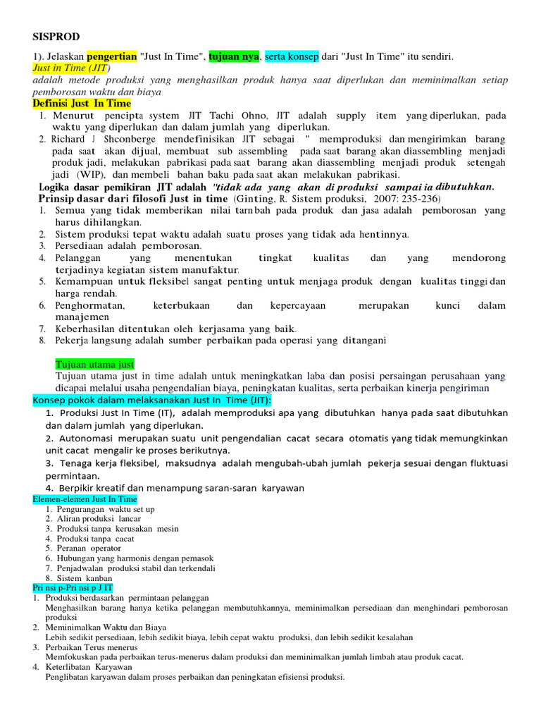 Pengertian dan Tujuan Just In Time | PDF | Teknologi & Rekayasa