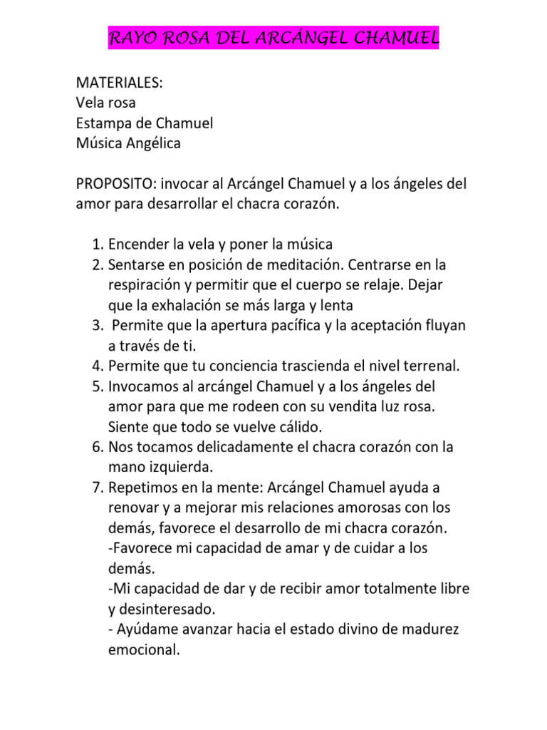 Meditacion Rayo Rosa Del Arcángel Chamuel | PDF | Autosuperación