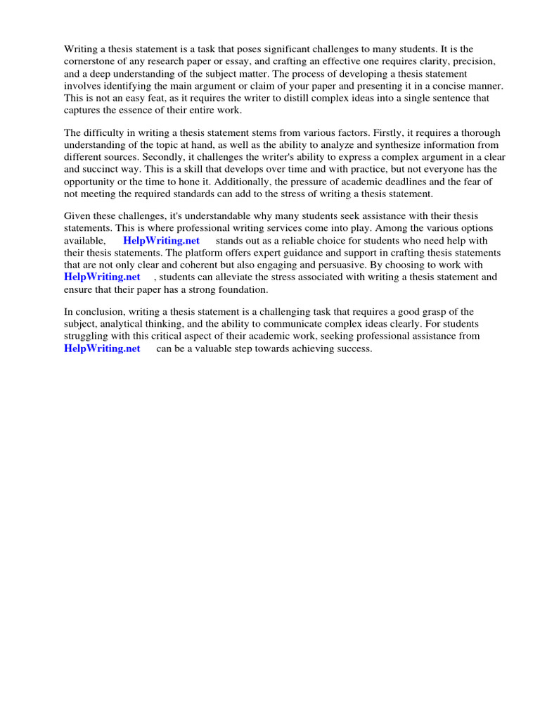 Thesis Statement Self Introduction | PDF | Essays | Thesis