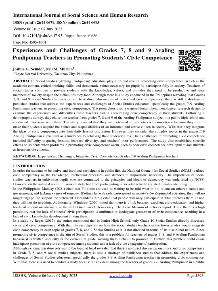Experiences and Challenges of Grades 7 8 and 9 Ara | Download Free PDF ...