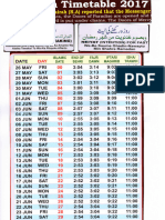 2017 Ramadhan Timetable