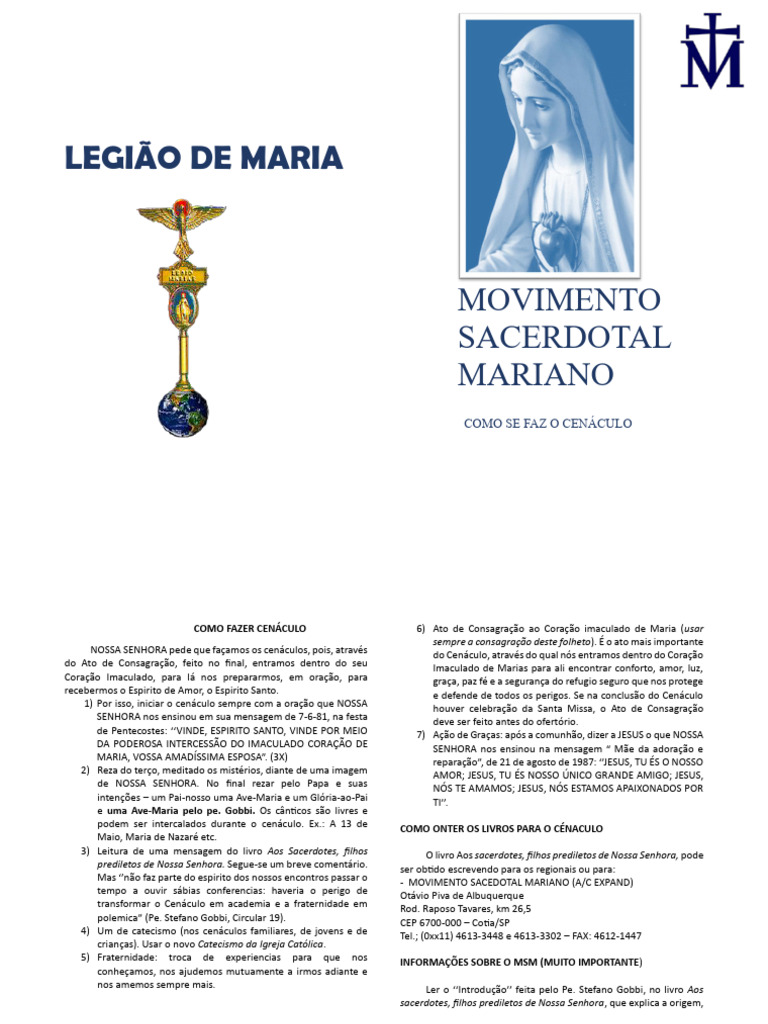 Como Fazer Um Cenaculo | PDF | Oração | Maria, mãe de Jesus