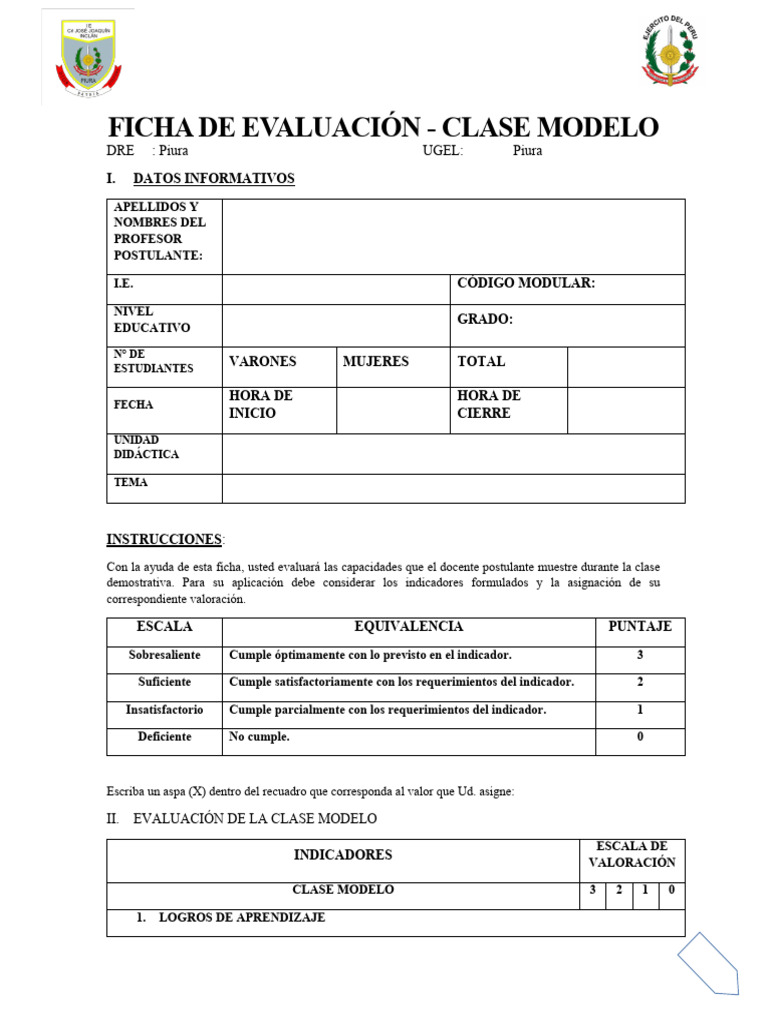 Ficha de Evaluación Docente 2024 | PDF | Evaluación | Aprendizaje