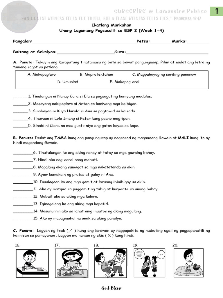 G2 Q3 Week 1 4 Summative Test All Subjects Pdf