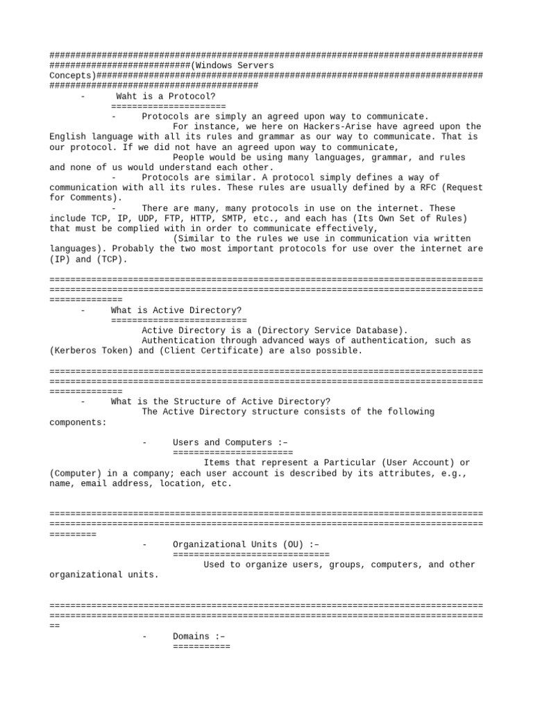 Windows Server Protocols and Active Directory | PDF | Computer Network ...