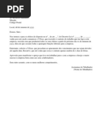 Modelo de carta de rescisão de contrato