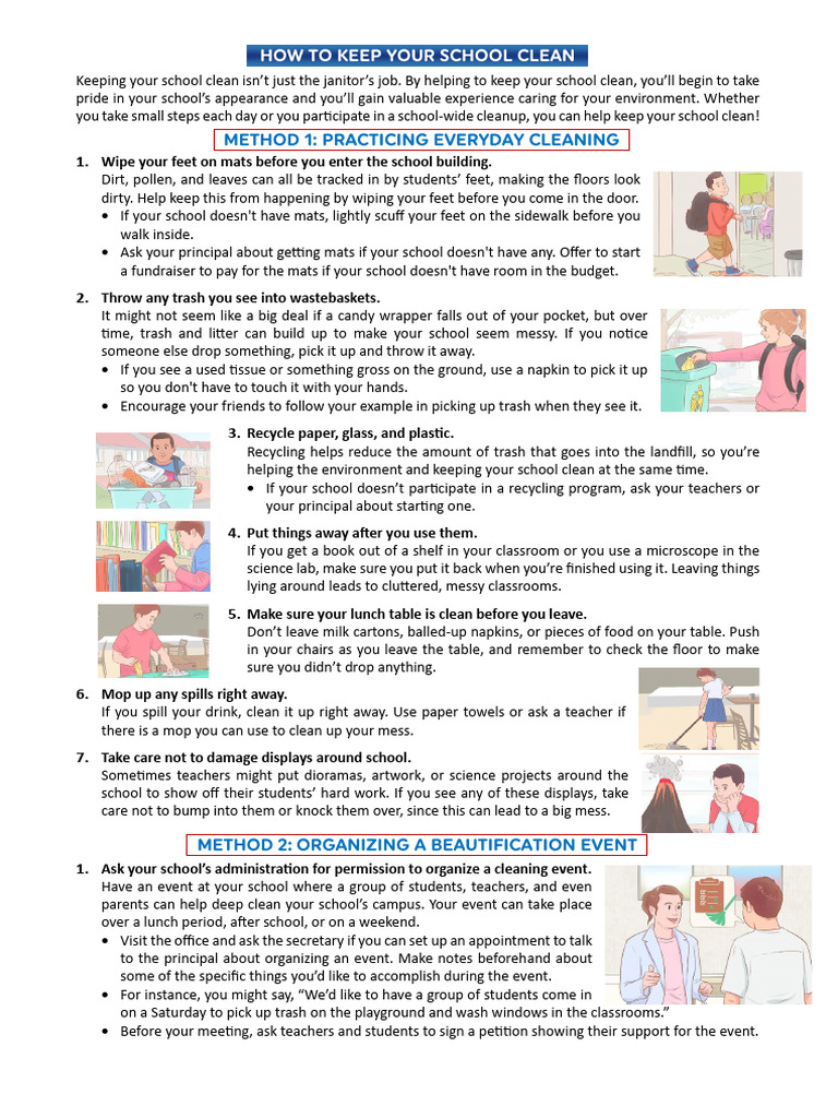 Ways to Keep Your School Clean | PDF