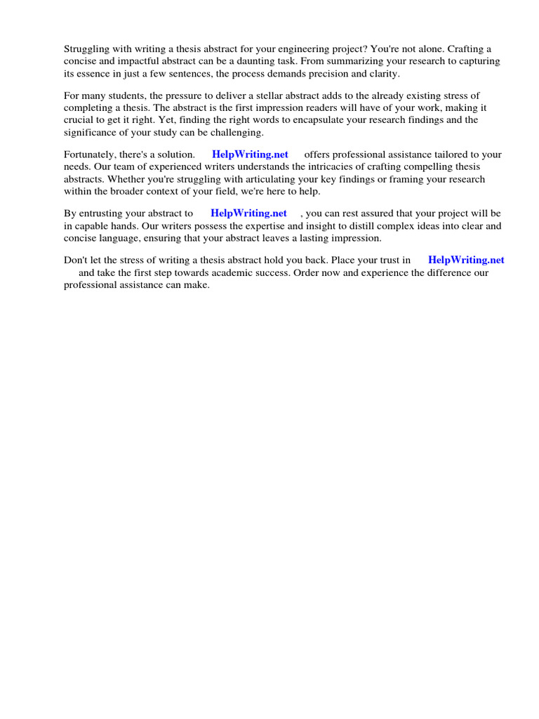 Thesis Abstract Sample Engineering | PDF | Thesis | Abstract (Summary)