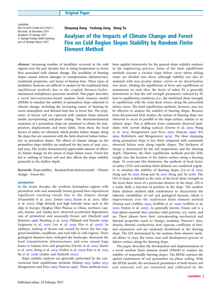 Climate Change Effects on Slope Stability | PDF | Strength Of Materials ...