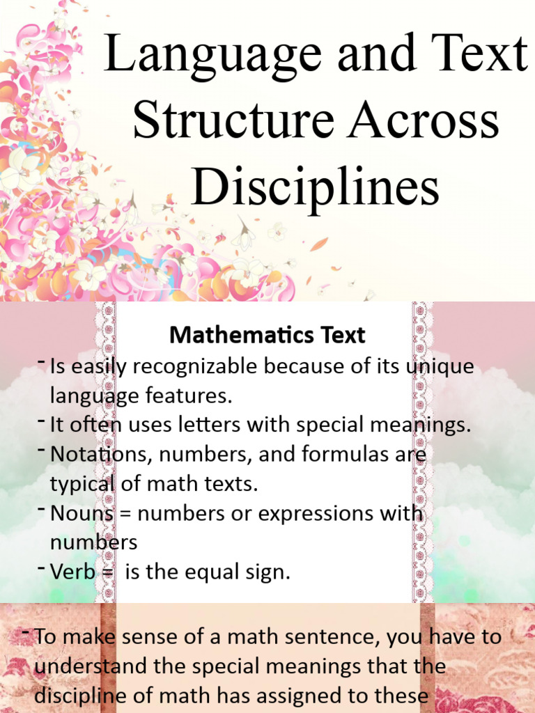 Lesson 3 Language and Text Structure Across Disciplines | PDF ...