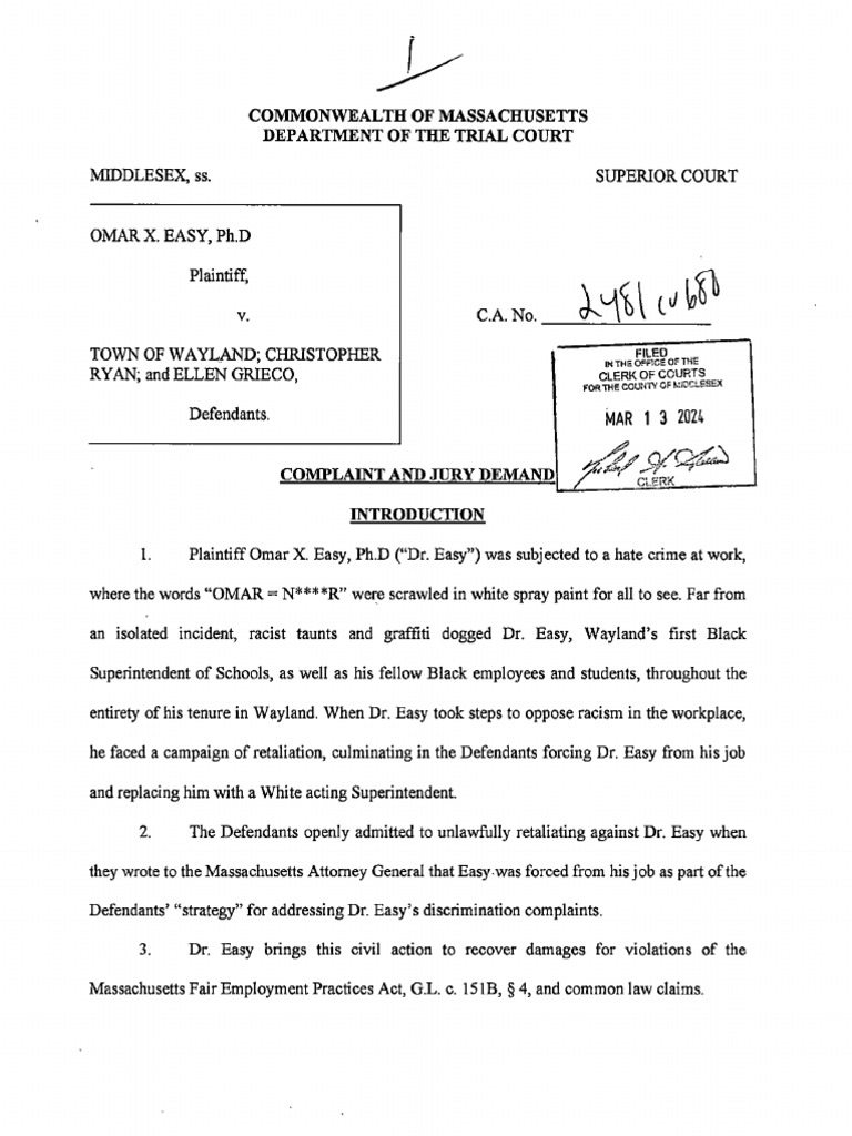 Omar Easy Lawsuit Wayland PDF