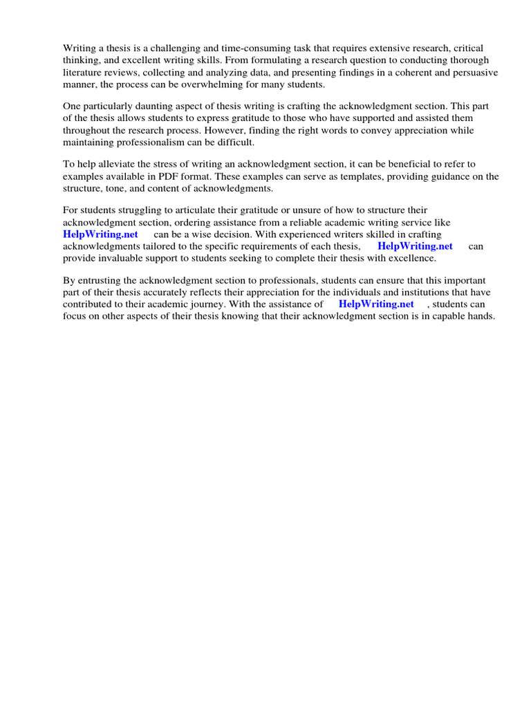 Acknowledgement Example For Thesis PDF | PDF | Thesis | Gratitude