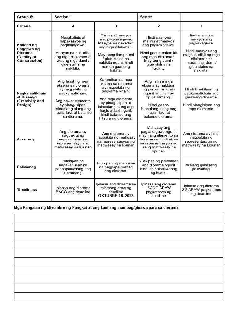 Diorama Rubric Pdf vrogue.co