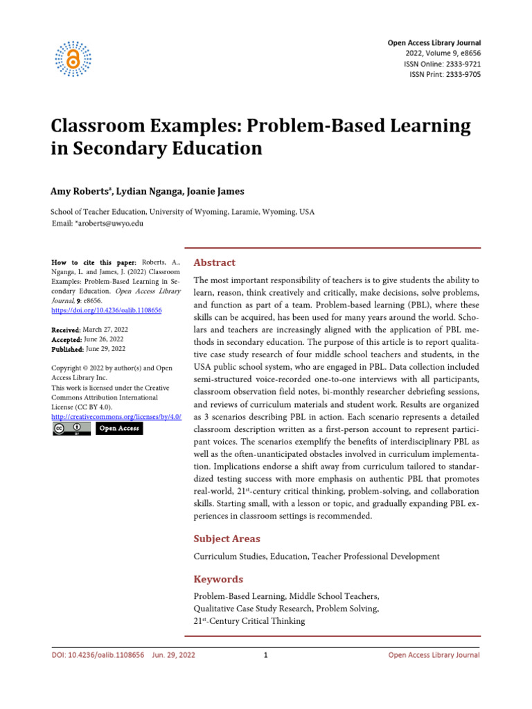 Examples Of Problem Based Learning