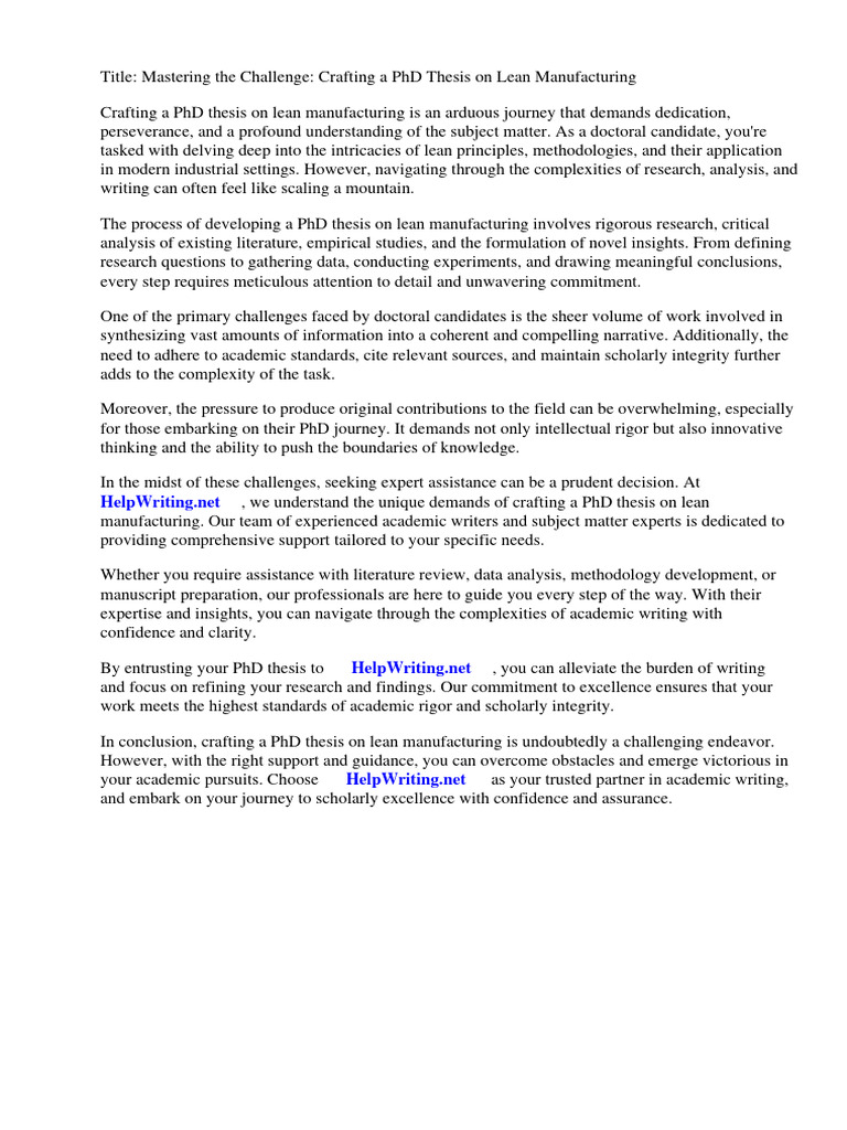 Phd thesis on lean manufacturing pdf lean manufacturing thesis
