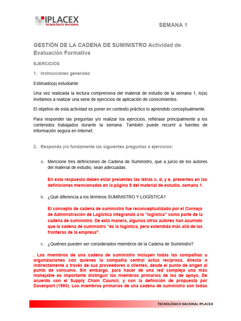 Gestion de La Cadena de Suministro Semana 1 | PDF | Cadena de ...