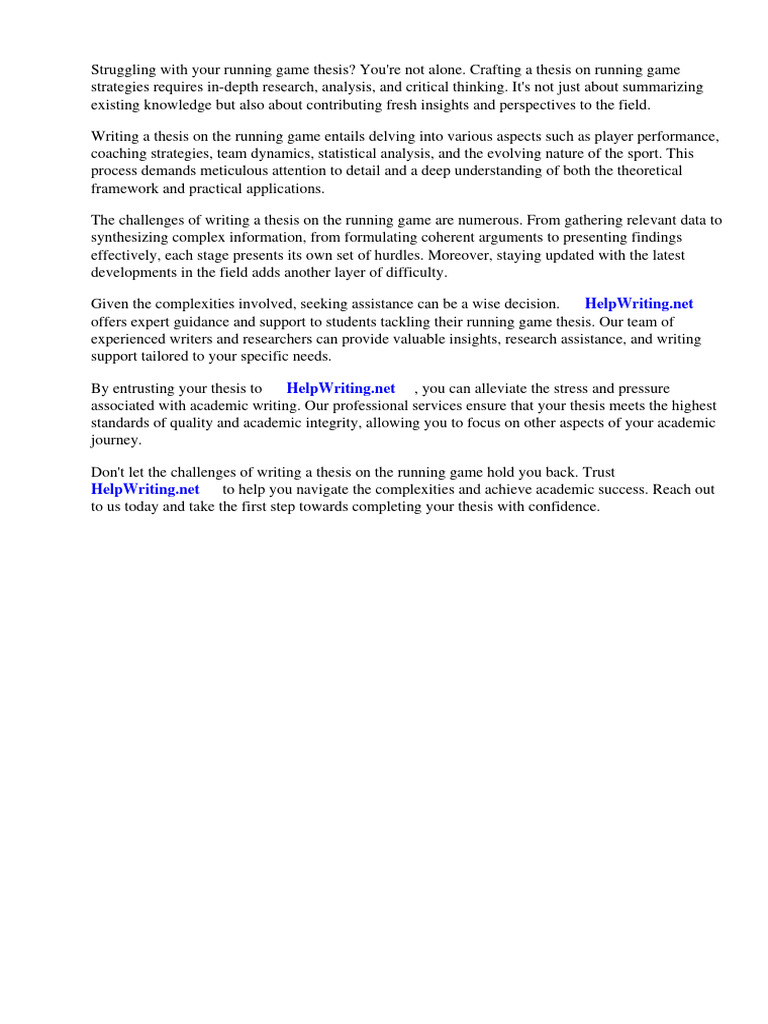 Running game thesis pdf video games information