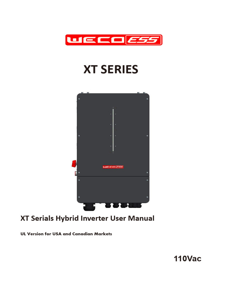 1.7 XT Serials Hybrid Inverter User Manual PDF Power Inverter